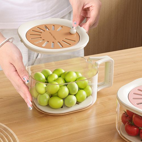 Fruits and melons Cleaner Bowl with Strainer and Lid, Collapsible Handle Washing Bowl