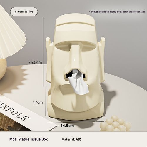 Minimalist Luxury Home Stone Statue Tissue Box with Built-in Spring-Loaded Dispenser