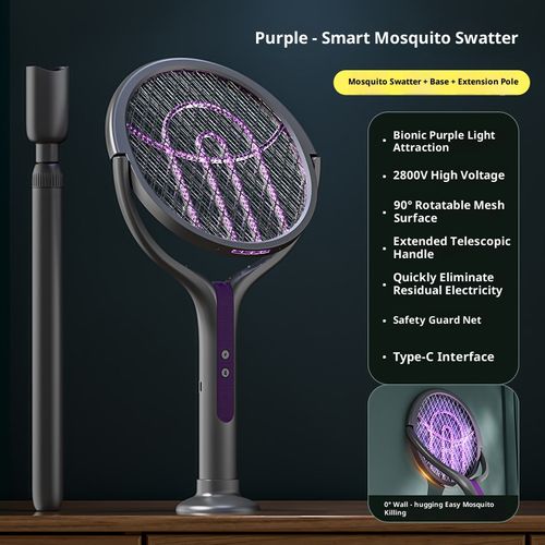 Rotating Telescopic 2-in-1 Electric Mosquito Racket Automatically Attracts Mosquitoes Summer Mosquito-Killing Wonder Rechargeable for Home Use