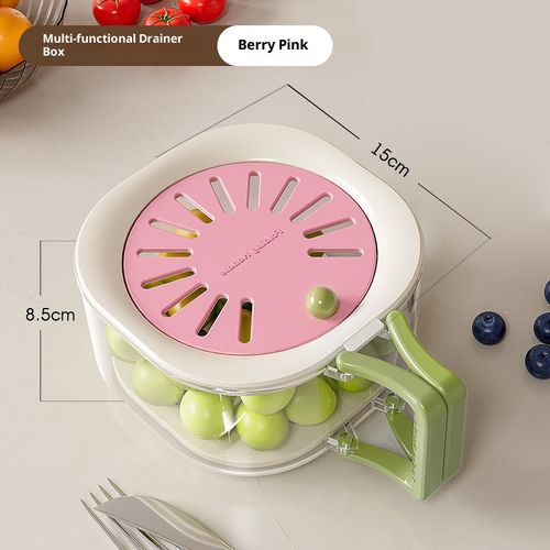 Fruits and melons Cleaner Bowl with Strainer and Lid, Collapsible Handle Washing Bowl