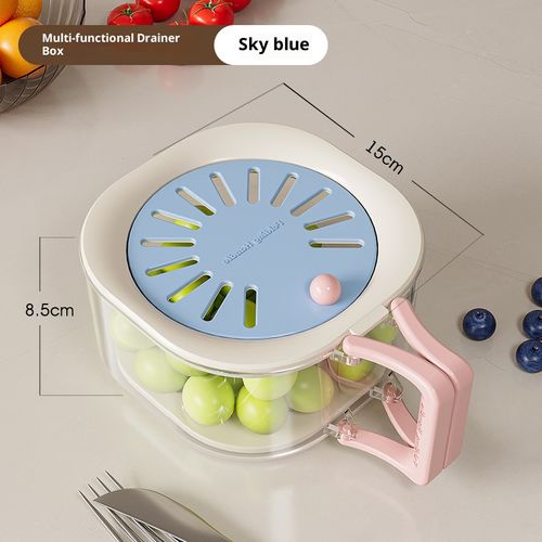 Fruits and melons Cleaner Bowl with Strainer and Lid, Collapsible Handle Washing Bowl