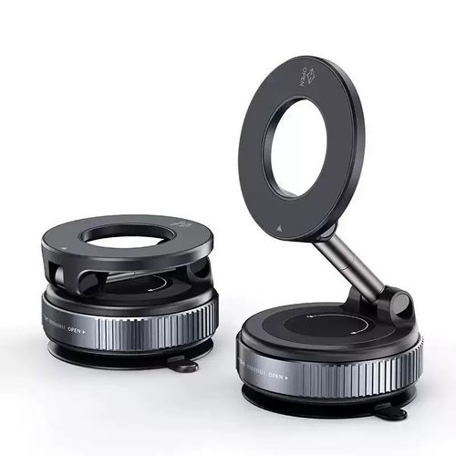 Magnetic Phone Holder Rotating, Foldable, Dual-Sided Suction Mount Instant Vacuum Adhesion for On-the-Go Use Car Mount
