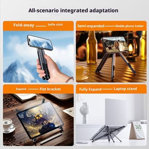 New Magnetic Phone Holder: Handheld or Desktop Multi-Function Stand for Phones, Tablets, and Laptops - Universal Aluminum Alloy Design