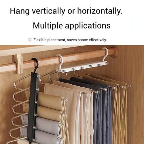 Stainless Steel Pant Hanger | Foldable✨ Crease-Free👖 Magic Anti-Slip🤝 Multi-Functional Storage