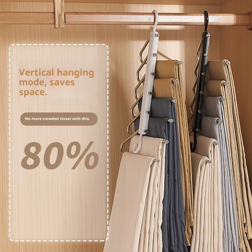 Stainless Steel Pant Hanger | Foldable✨ Crease-Free👖 Magic Anti-Slip🤝 Multi-Functional Storage