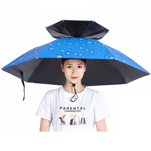 Umbrella Hat With Hands Free Double Canopy Design Sunshade Rain Umbrella
