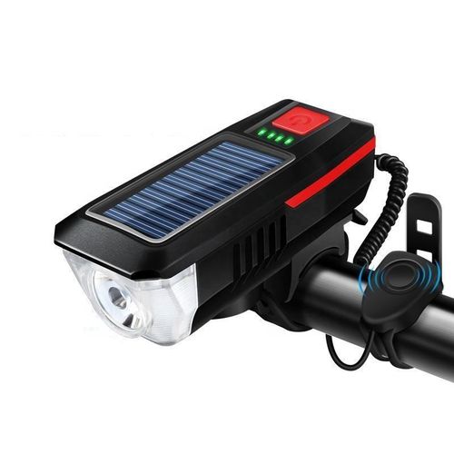 Bicycle Solar Headlight Horn Light 2-in-1 Night Riding USB Charging