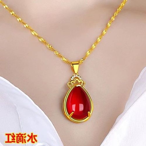 Teardrop Pendant Necklace Four-leaf clover lucky necklace