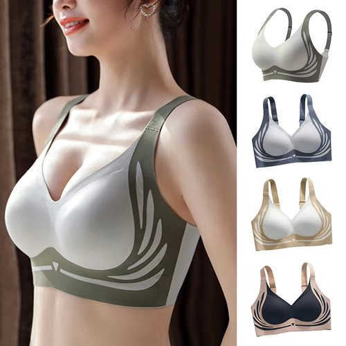 4-Pieces set push-up bra anti-sagging sexy backless seamless underwear wire-free bra