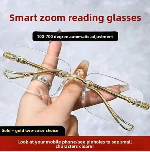 Automatic Zoom Reading Glasses for Middle Aged Elderly with High-Definition Anti Blue Light