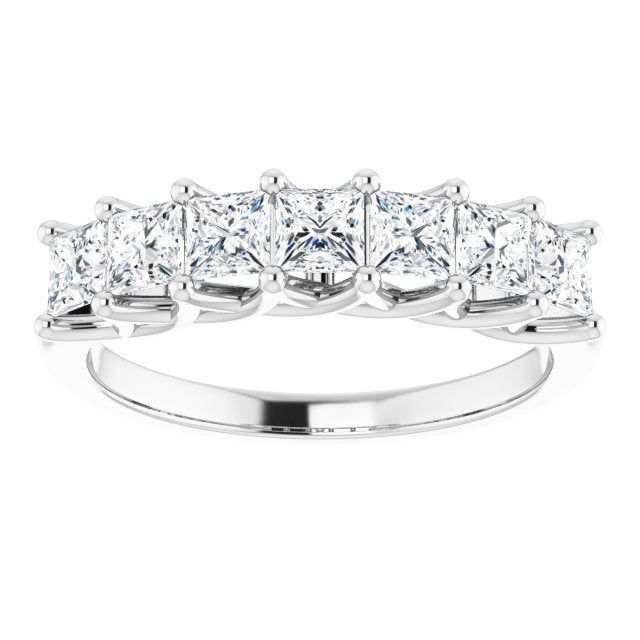 1.26 ct. Princess Cut Diamond Wedding Band 7 Stone Trellis Style Ring  Custom Platinum Ring