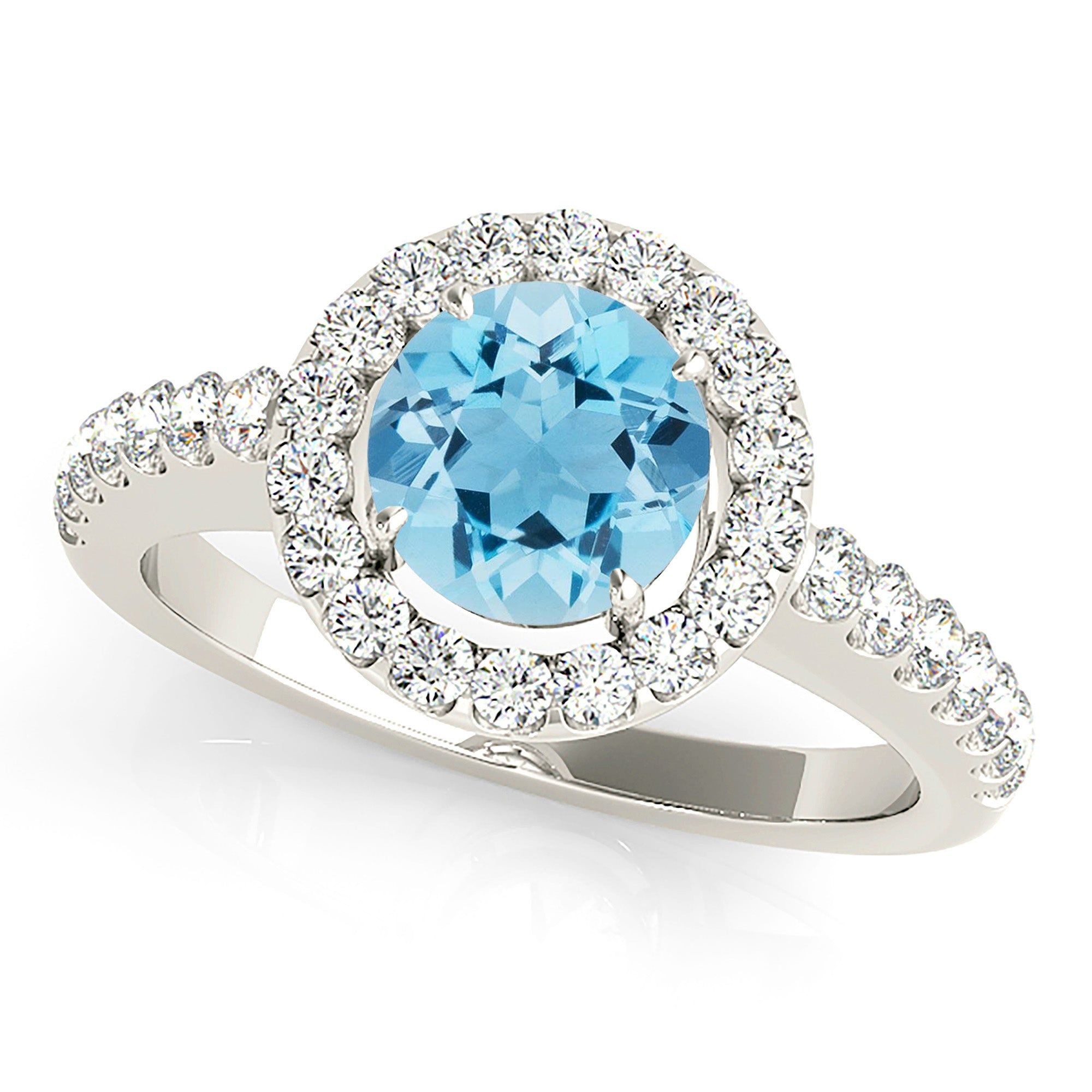 1.10 ct. Genuine Aquamarine Ring With Halo, Delicate Thin Diamond Band  Design My Engagement Ring