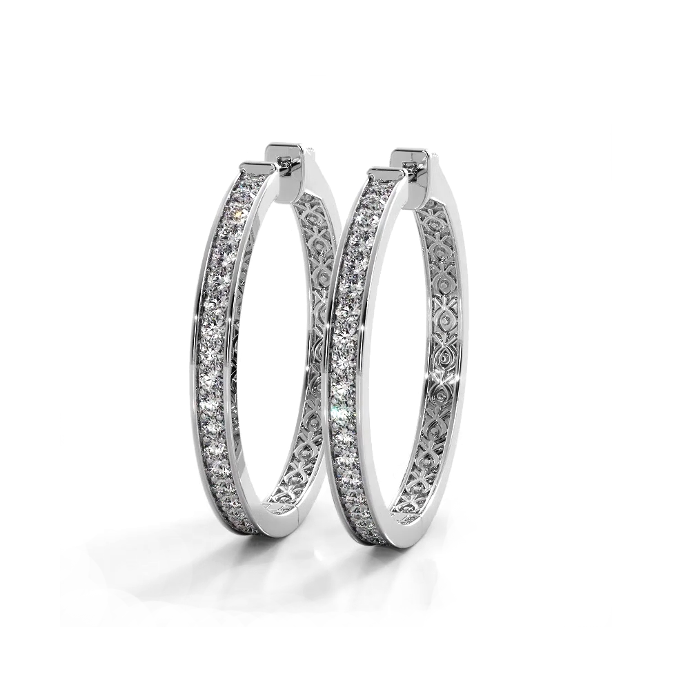 1.32 ctw. Round Diamond Medium Hoop Earrings   Custom Wedding Band