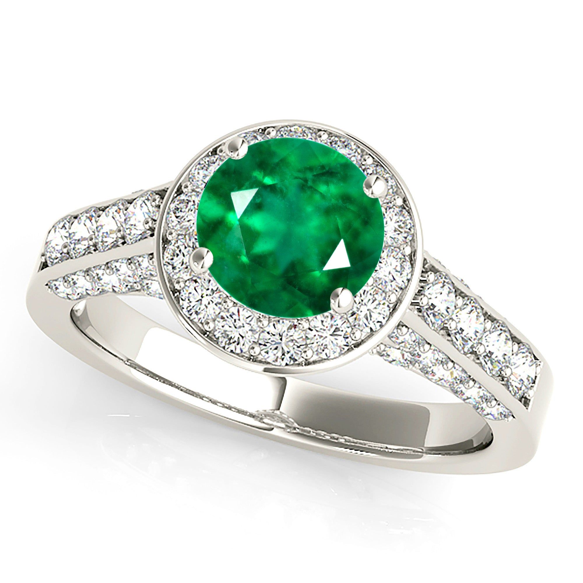 1.15 ct. Genuine Emerald Ring With Diamond Wrap Around Halo Custom Made Engagement Rings