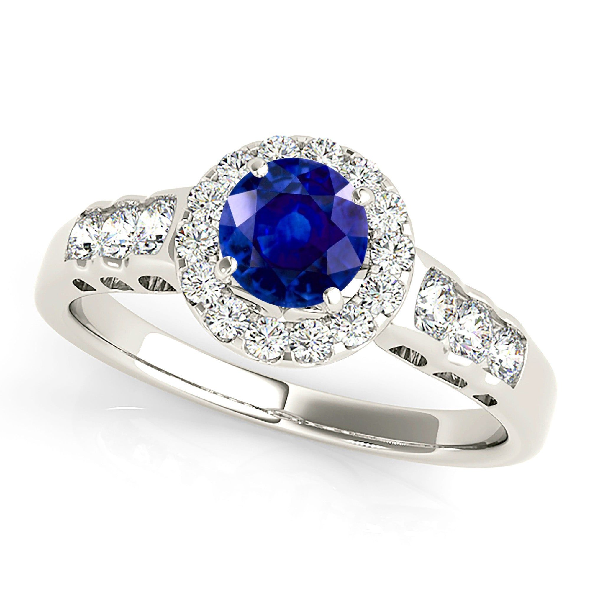 1.35 ct. Genuine Blue Sapphire Halo Ring  Custom Engagement Rings