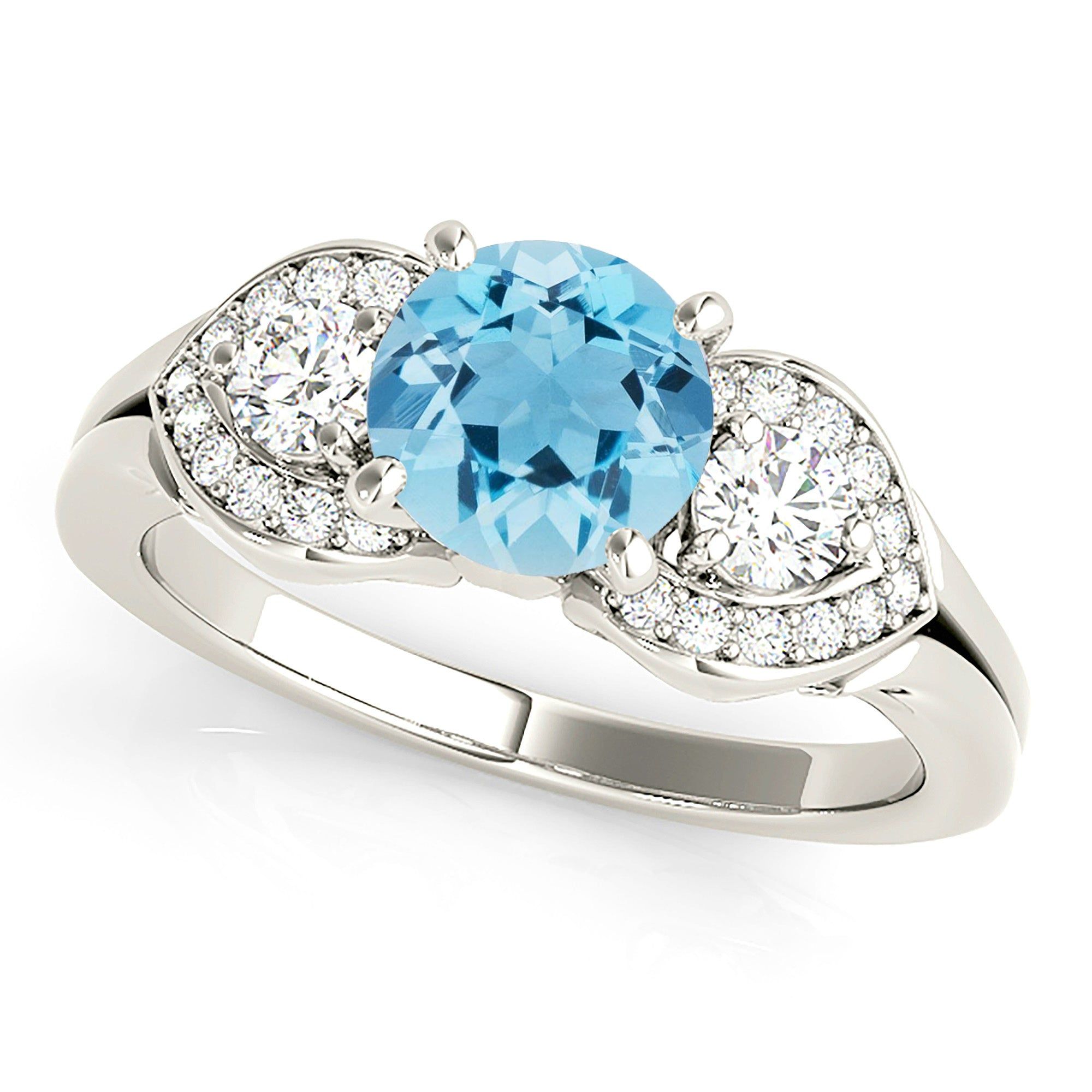 1.10 ct. Genuine Aquamarine Vintage Ring With 0.40 ctw. Diamonds   Design Your Own Ring Online