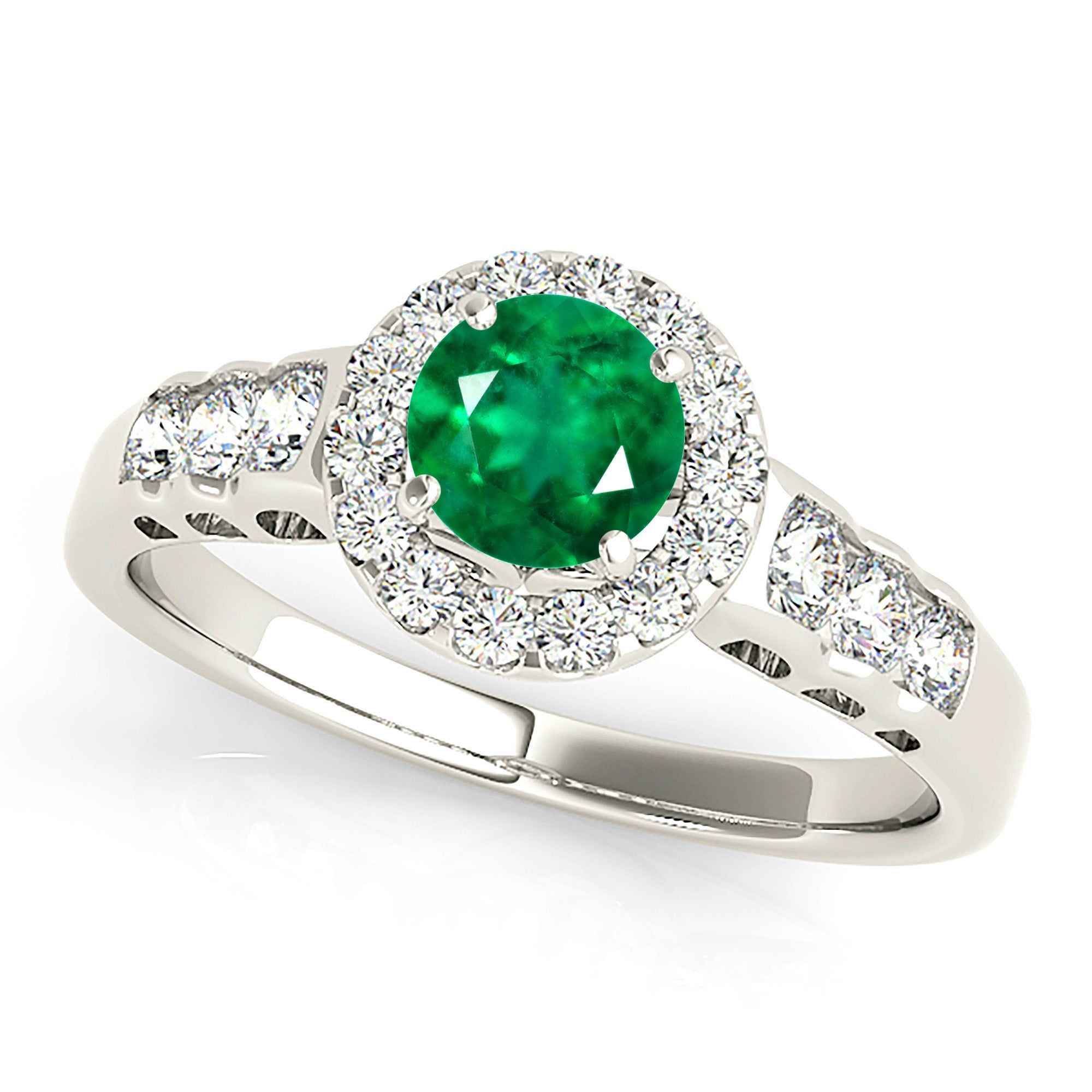 1.15ct. Genuine Emerald Ring With Halo And Hand Carved Filigree Band  Custom Mens Wedding Bands