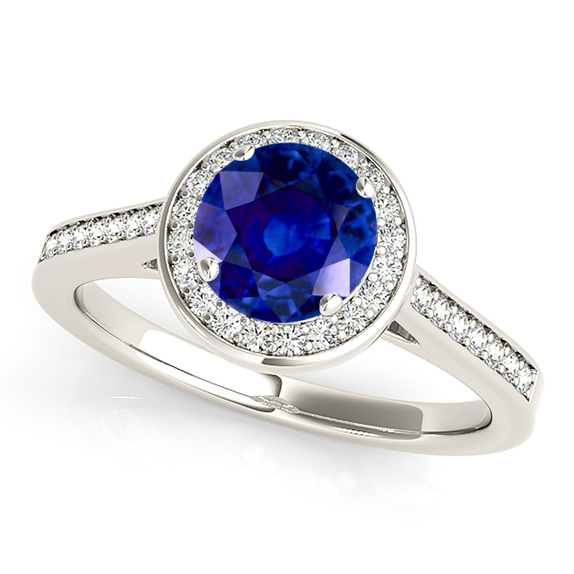 1.35 ct. Genuine Blue Sapphire Classic Halo Ring  Custom Engagement Rings