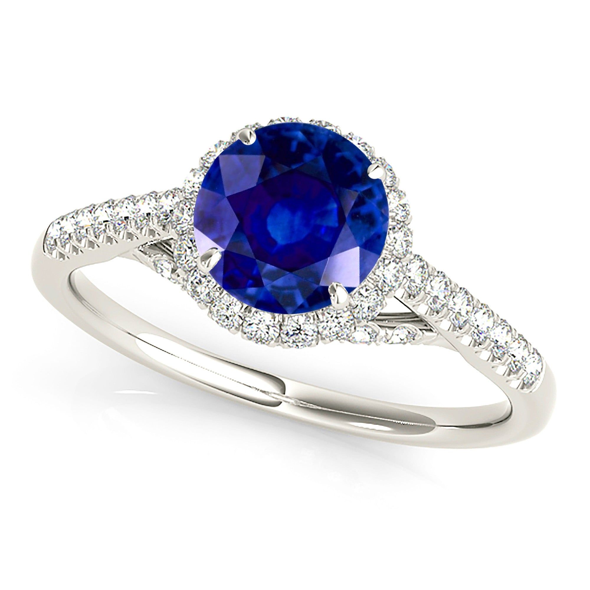 1.35 ct. Genuine Blue Sapphire Halo Ring  Custom Engagement Rings