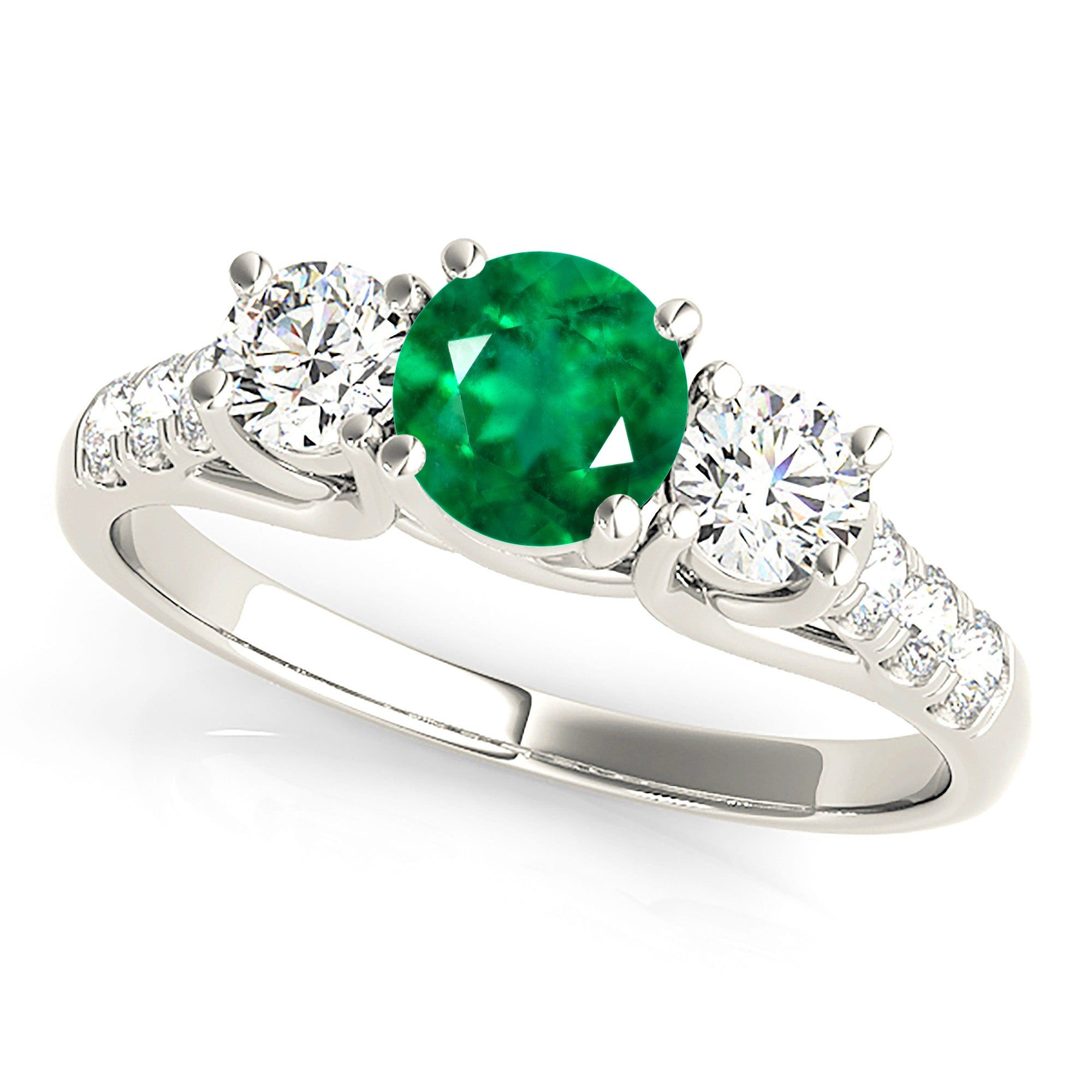 1.15 ct. Genuine Emerald Ring With Side Diamonds  Design Engagement Ring Online