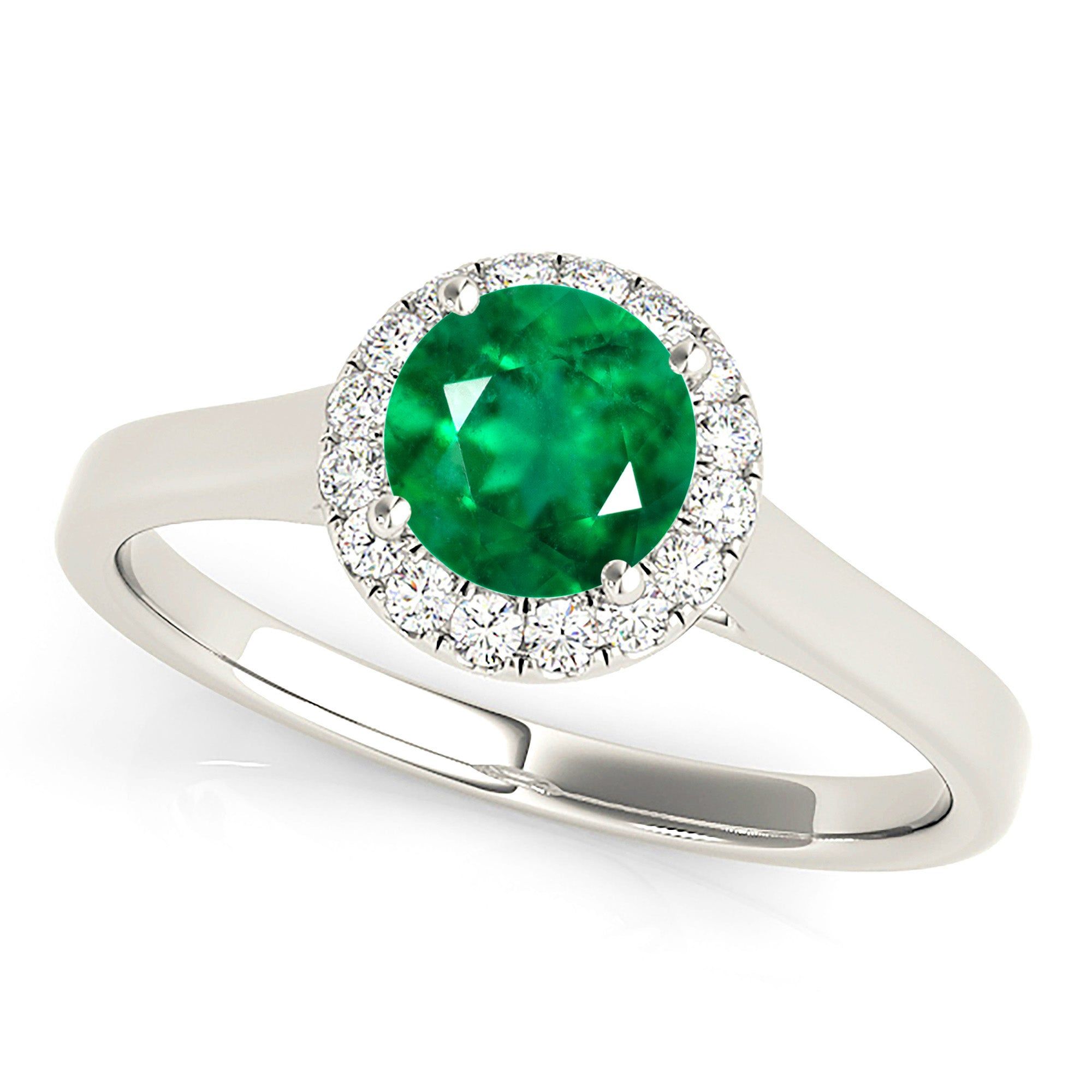 1.15 ct. Genuine Emerald Ring With Halo And Solid Gold Shank  Design Your Engagement Ring