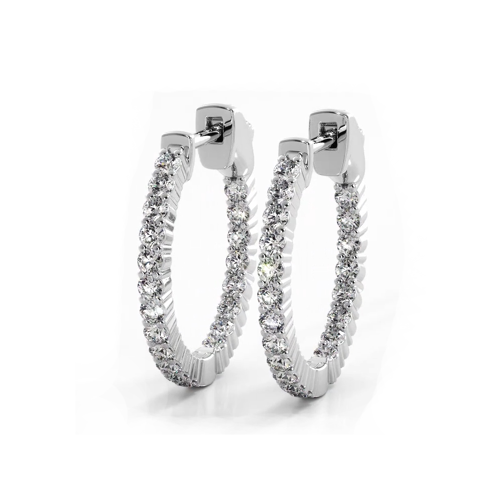 1.20 ctw. Single Row Classic Inside Out Diamond Petite Hoop Earrings  Design Your Own Engagement Ring