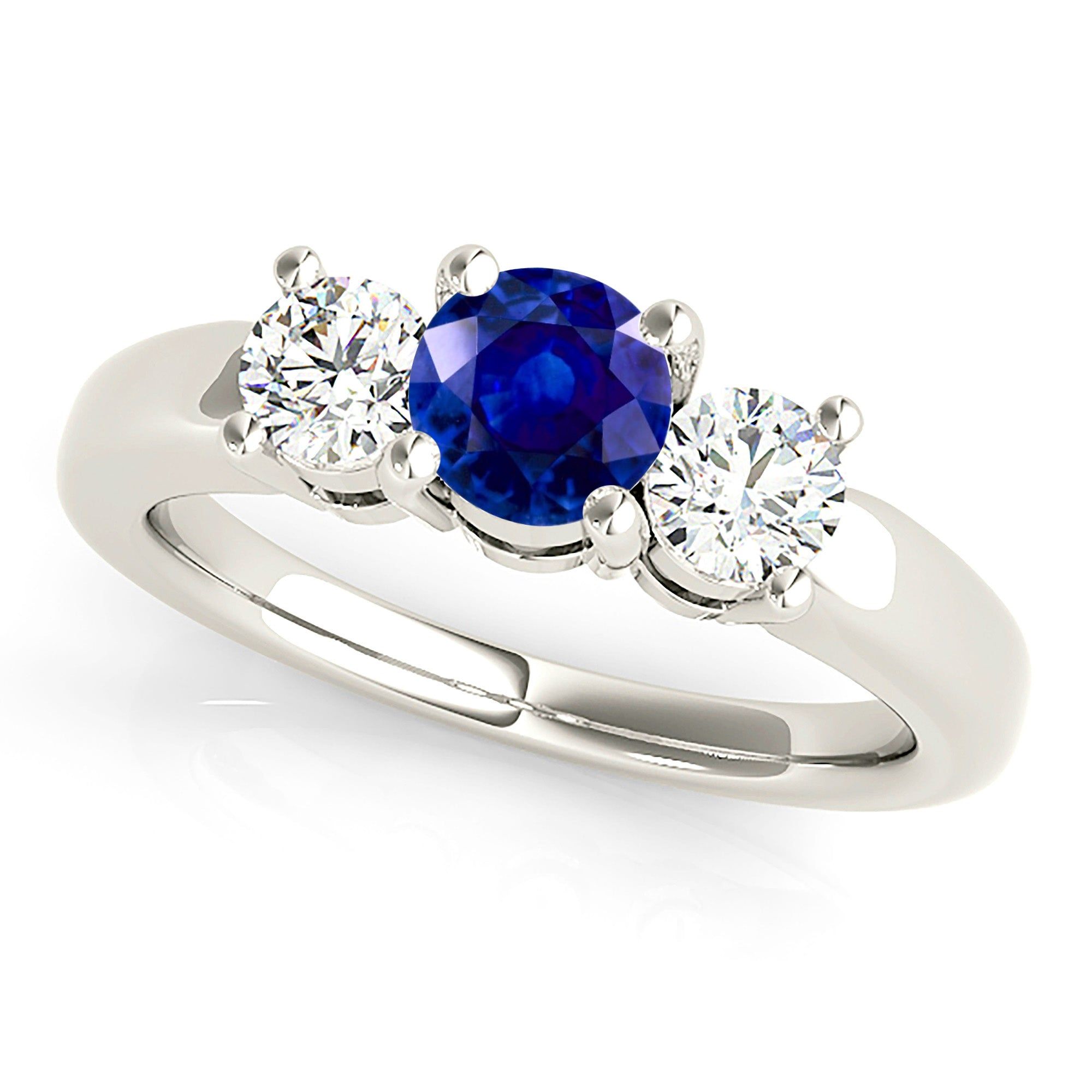 1.20 ct. Genuine Blue Sapphire Three Stone Engagement Ring  Design Your Own Ring