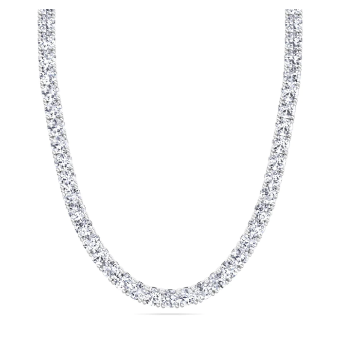 12CT Moissanite - Lab Diamond Tennis Necklace 14K White Gold 20&quot;  Custom Engagement Rings For Women