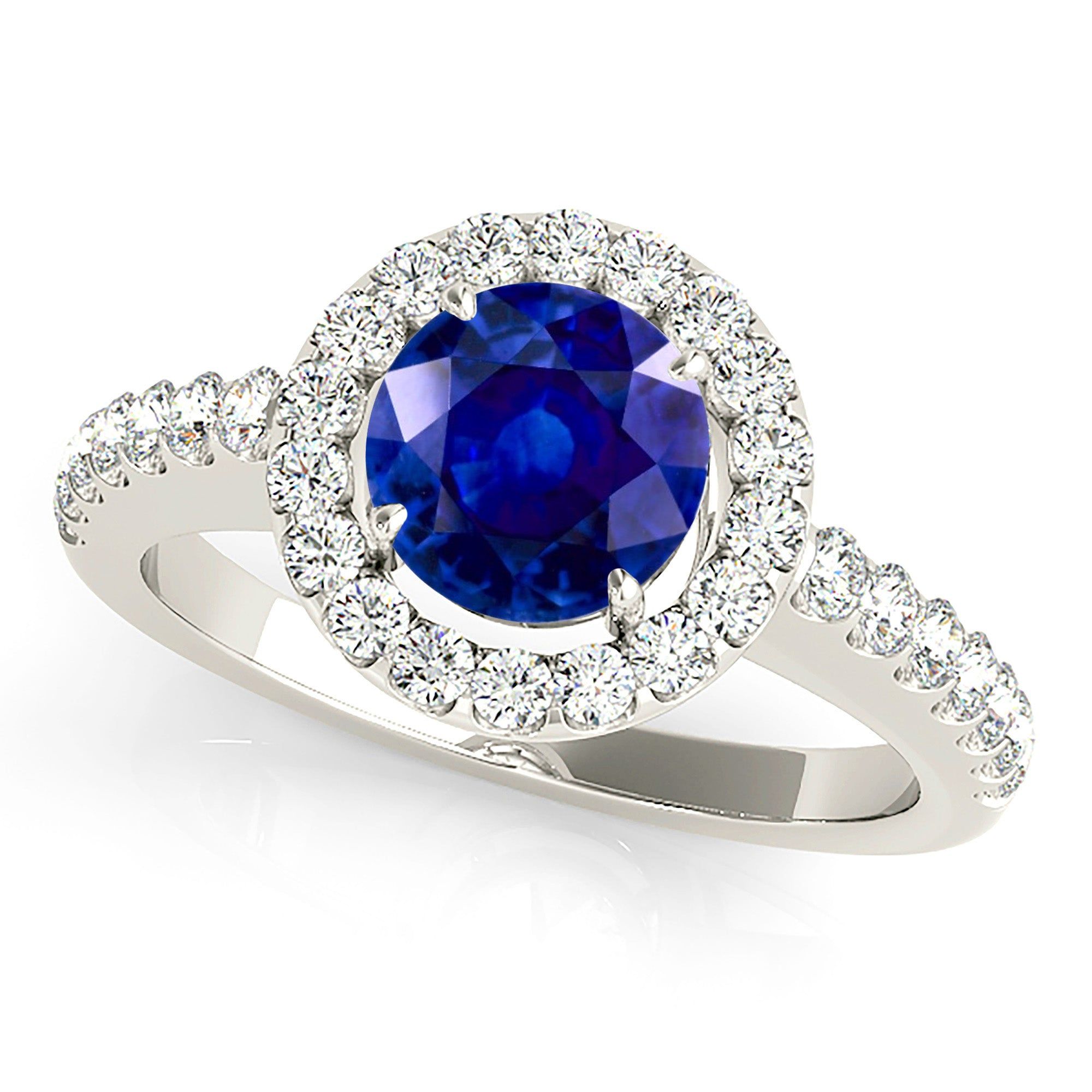 1.35 ct. Genuine Blue Sapphire Beautiful Classic Halo Ring  Custom Engagement Rings