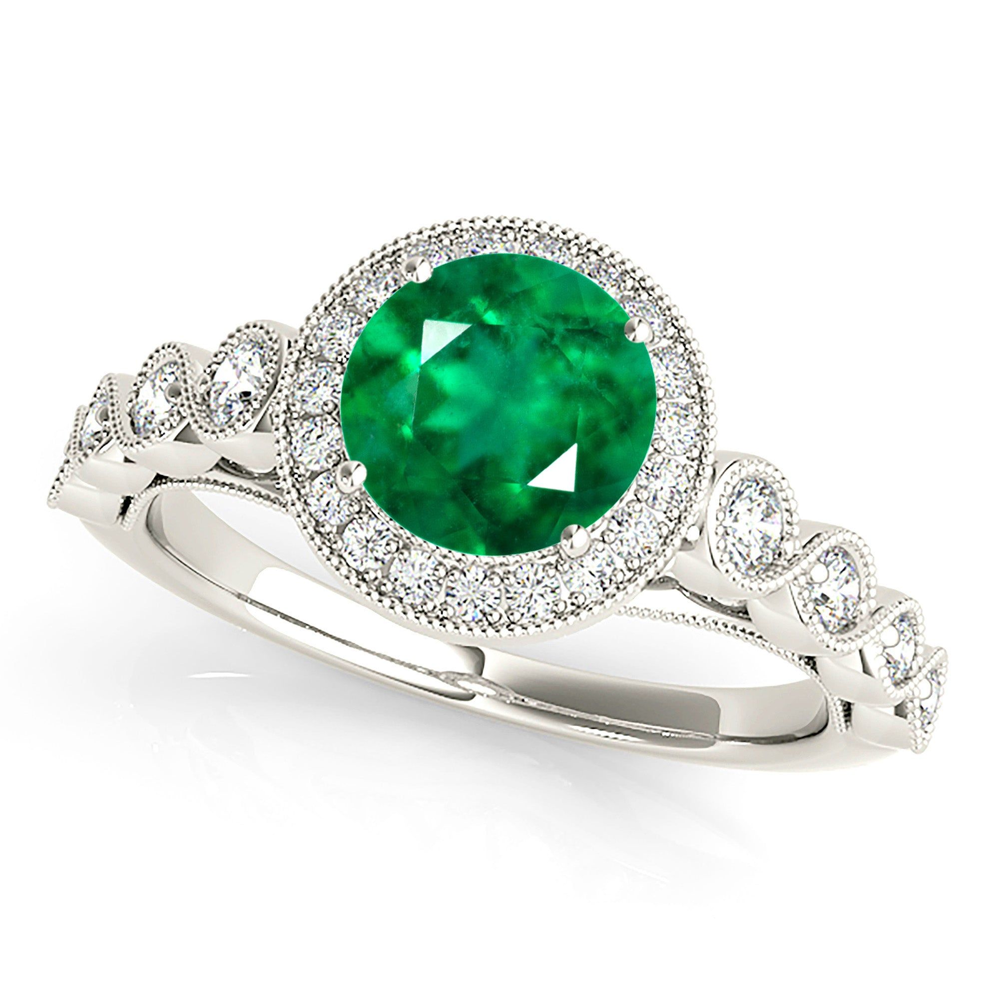 1.15 ct. Genuine Emerald Ring With Halo And Swirl Infinite Diamond Band  Design Your Engagement Ring