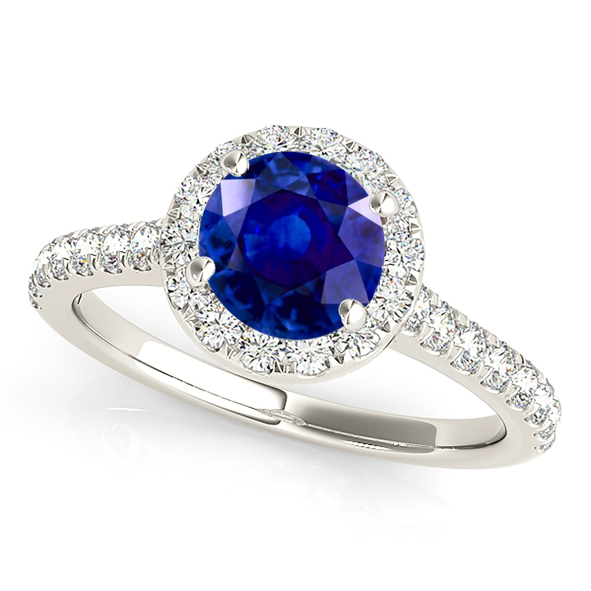 1.35 ct. Genuine Blue Sapphire Halo Ring  Custom Engagement Rings