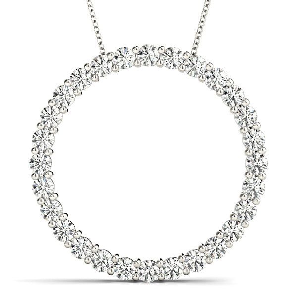 1.26 ctw Diamond Circle Necklace Pendant Shared Prong Set  Custom Bridal Jewelry