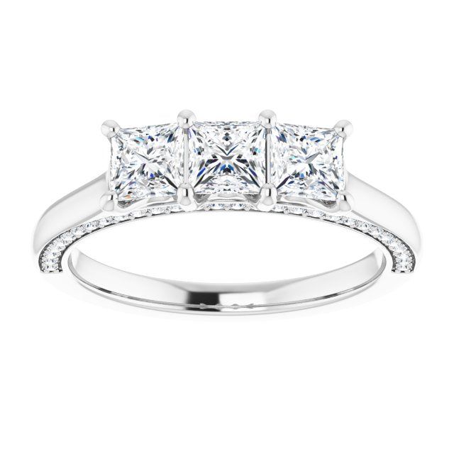 1.17 ct. Princess &amp; Round Cut Diamond Wedding Band 3 Stone Anniversary Ring  Design Your Own Ring