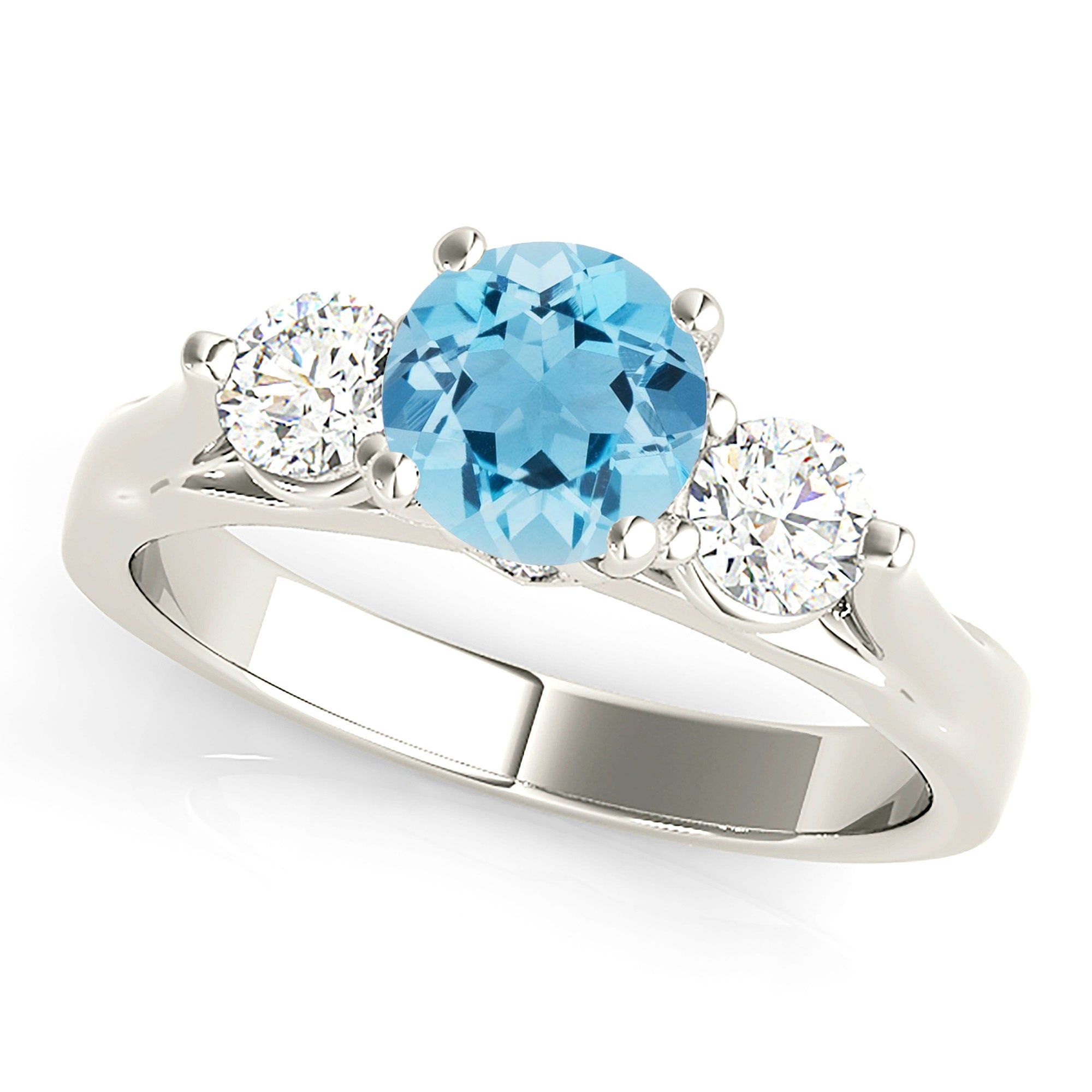 1.10 ct. Genuine Aquamarine with 0.40 ctw. Side Diamonds   Design Your Own Ring Online