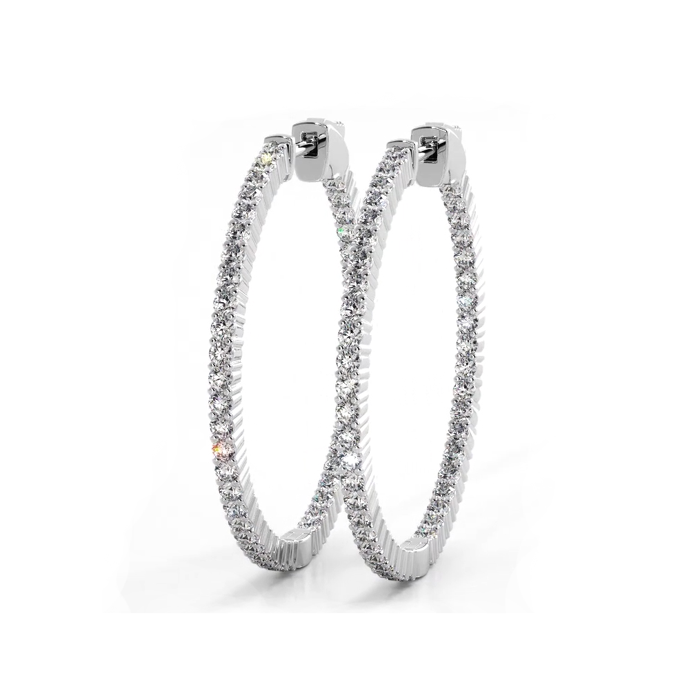 1.10 ctw. Single Row Inside Out Classic Diamond Hoop Earrings  Design Your Own Wedding Ring