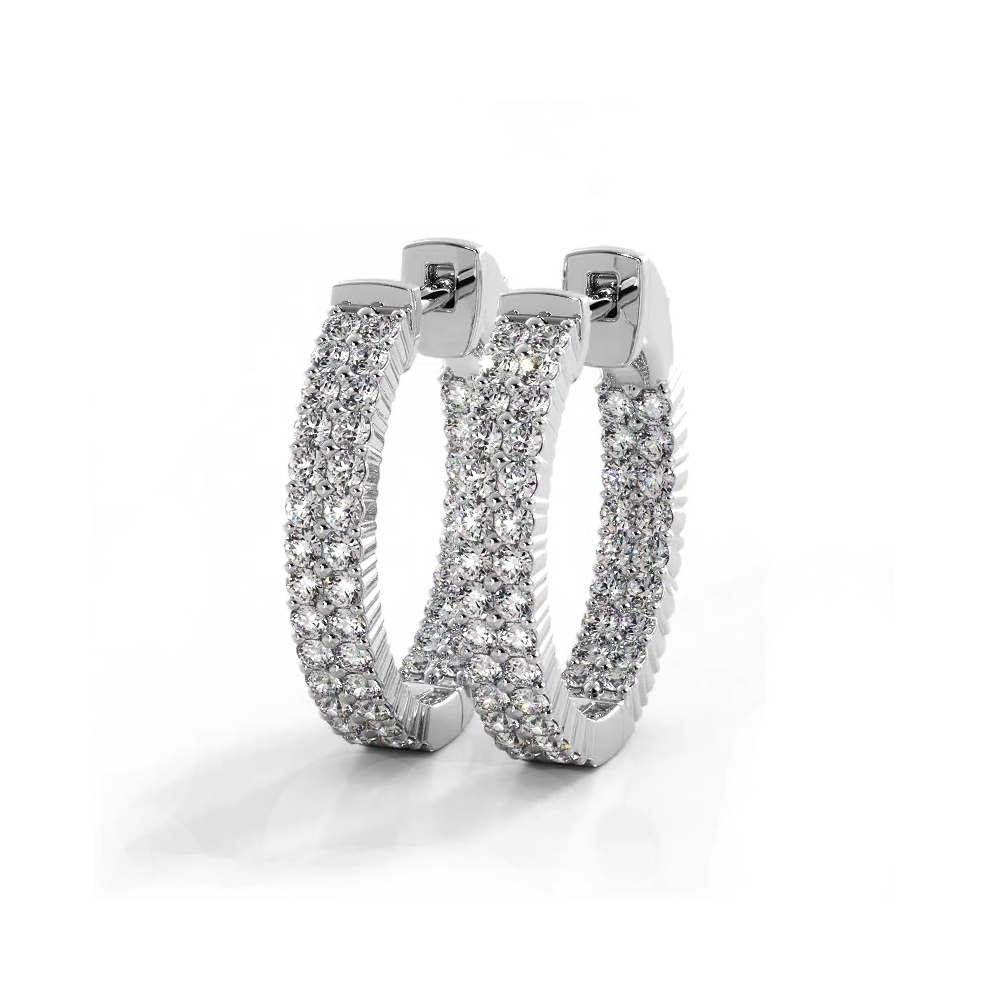 1.20 ctw. Double Row Inside Out Diamond Petite Hoop Earrings  Build Your Own Engagement Ring