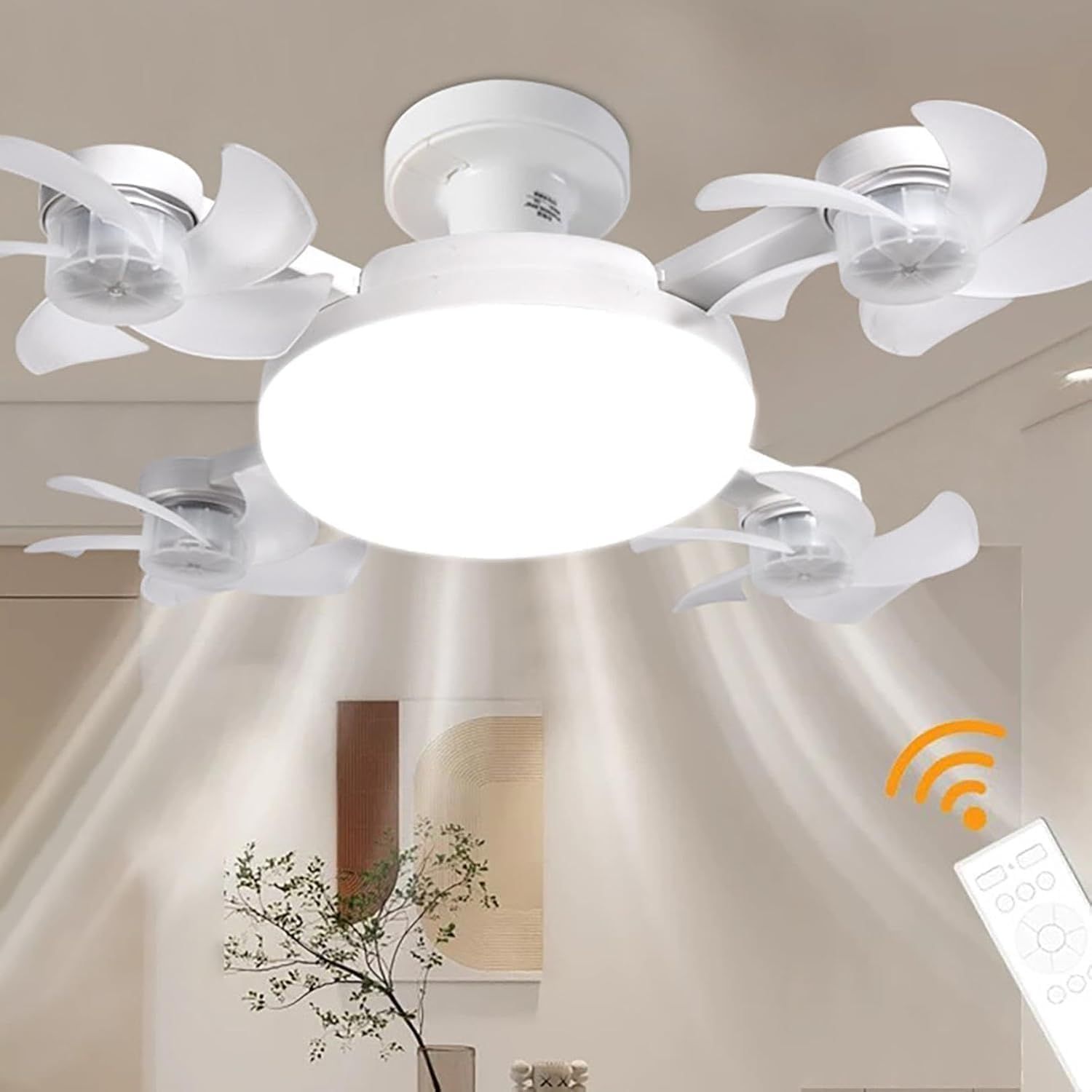 with lamp holder Drone fan light Silent Remote Control Ceiling Fan with Light, Eye-Protecting and Energy-Saving