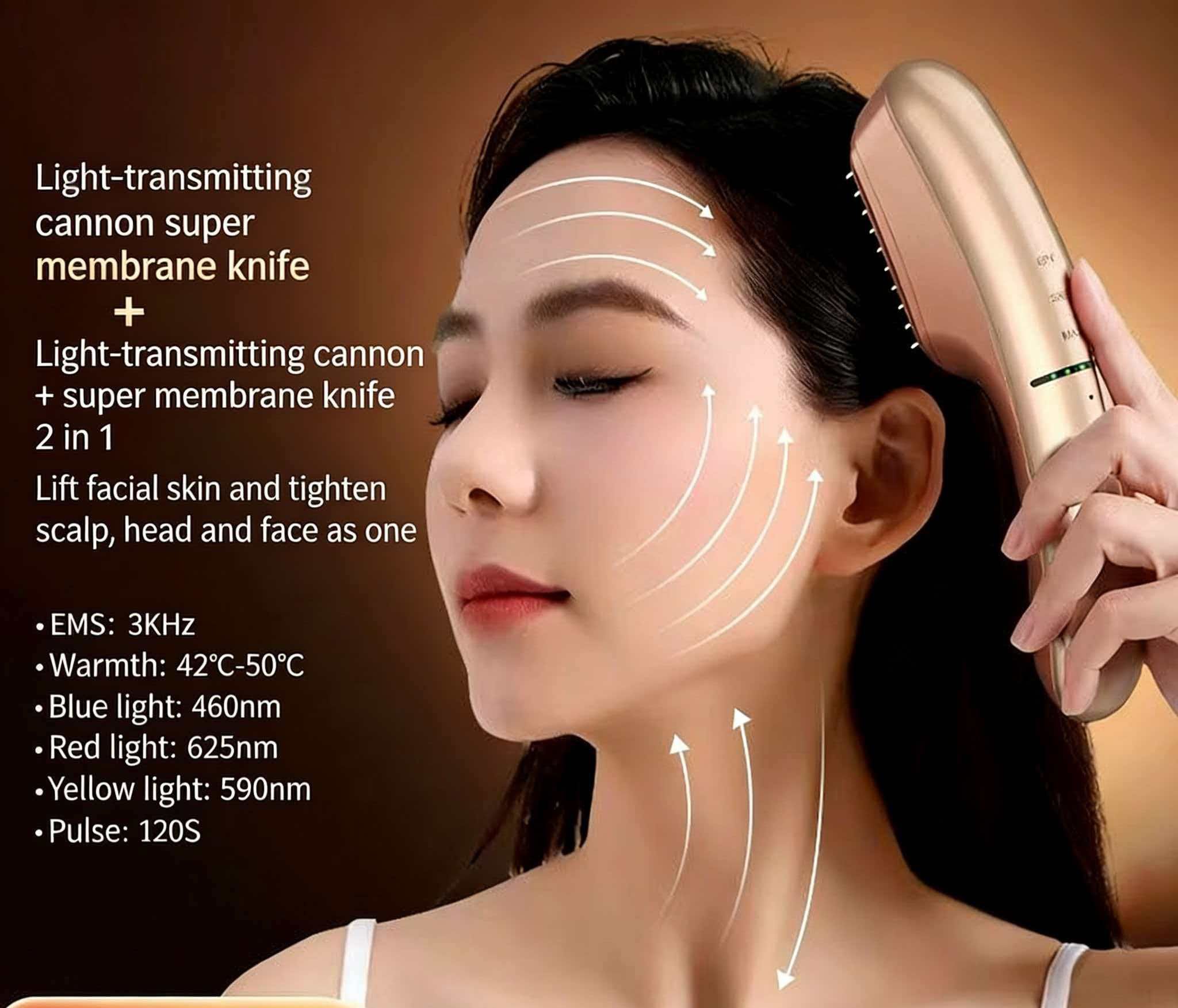 Translucent Light Cannon, Ultra-membrane Knife, V-shaped Face Micro-current, Collagen Light Tightening Beauty Device, Skin Rejuvenation, Warm Hot Compress, Ultra-light Collagen Knife