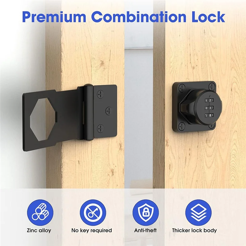 Keyless steel cabinet combination lock, bedroom password lock, modern design, iron core, black surface treatment, easy to install