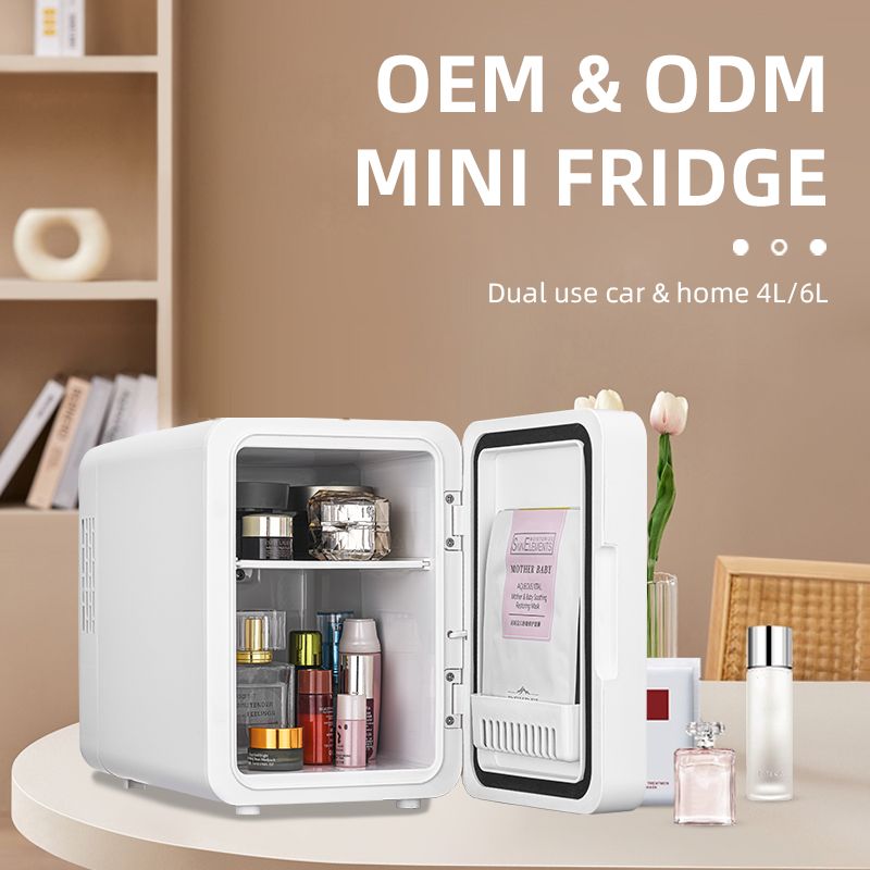 Customized portable electric 4-liter capacity mini fridge, made of small plastic material, suitable for use in homes, dormitories and cars