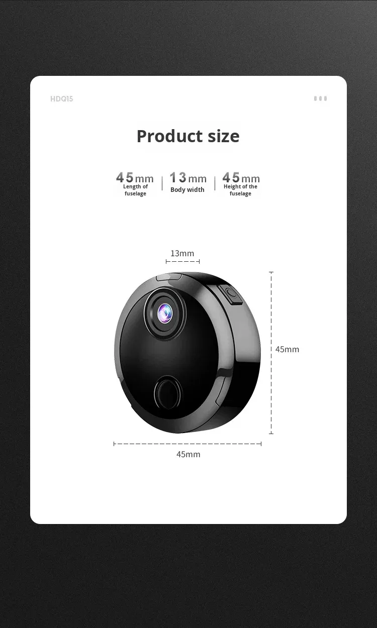Wireless camera, WiFi high-definition 1080 p CMOS sensor camera, infrared night vision, motion detection, aviation and household camera