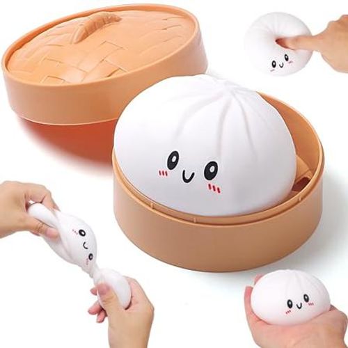 2026 squeeze toys Squishy Dumpling Squishy Bun Toys Steamed Smile Face Bao Dumplings Bun Stress Food Toys With Steamer Kit