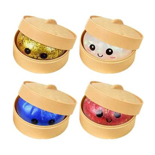2026 squeeze toys Squishy Dumpling Squishy Bun Toys Steamed Smile Face Bao Dumplings Bun Stress Food Toys With Steamer Kit