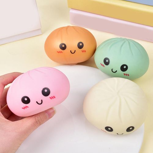 2026 squeeze toys Squishy Dumpling Squishy Bun Toys Steamed Smile Face Bao Dumplings Bun Stress Food Toys With Steamer Kit