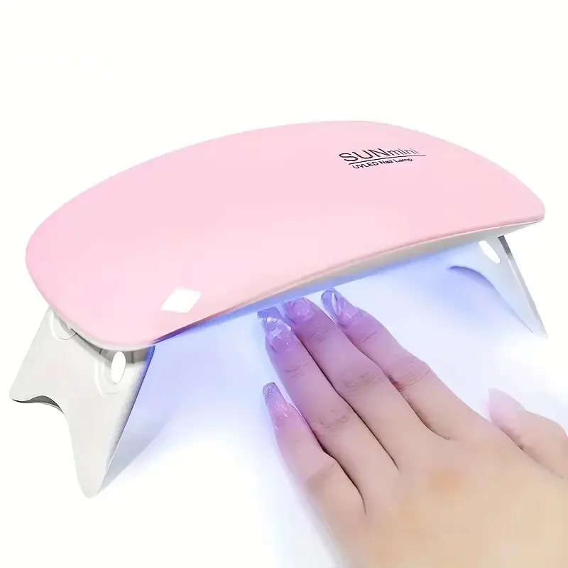 Mini lâmpada portátil para secador de unhas - alimentada por USB, design dobrável com 6 contas UV-LED para secagem rápida de esmalte em gel - ideal para cuidados com as mãos e os pés