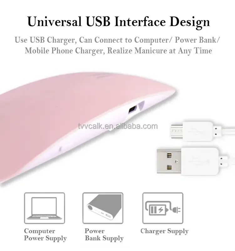 Mini lâmpada portátil para secador de unhas - alimentada por USB, design dobrável com 6 contas UV-LED para secagem rápida de esmalte em gel - ideal para cuidados com as mãos e os pés