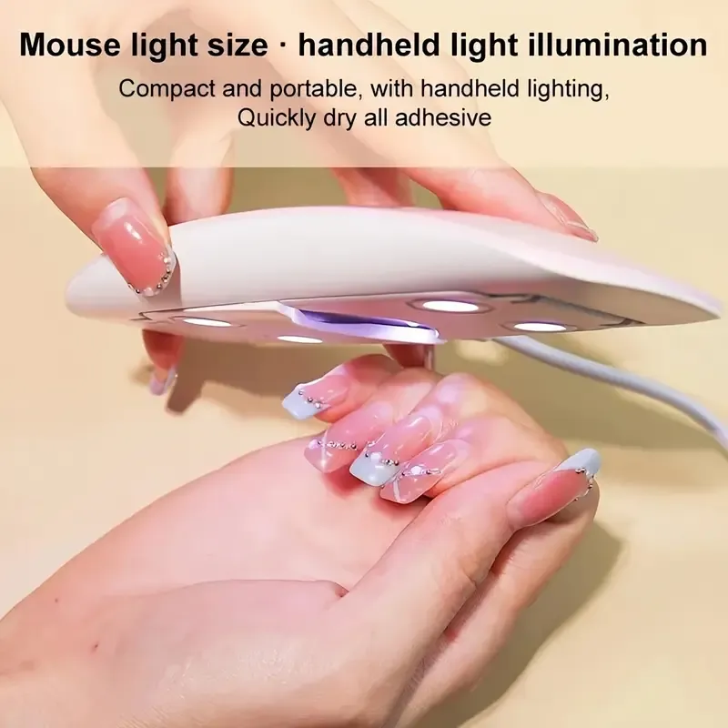 Mini lâmpada portátil para secador de unhas - alimentada por USB, design dobrável com 6 contas UV-LED para secagem rápida de esmalte em gel - ideal para cuidados com as mãos e os pés