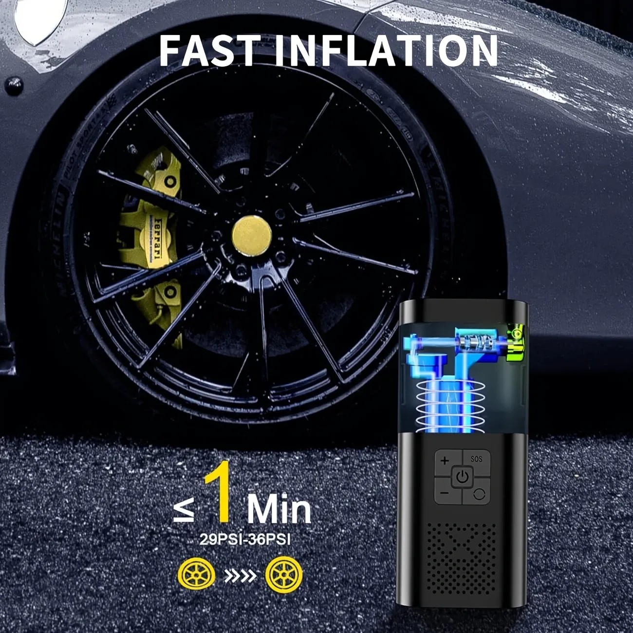 Compressor de ar portátil inflador de pneus