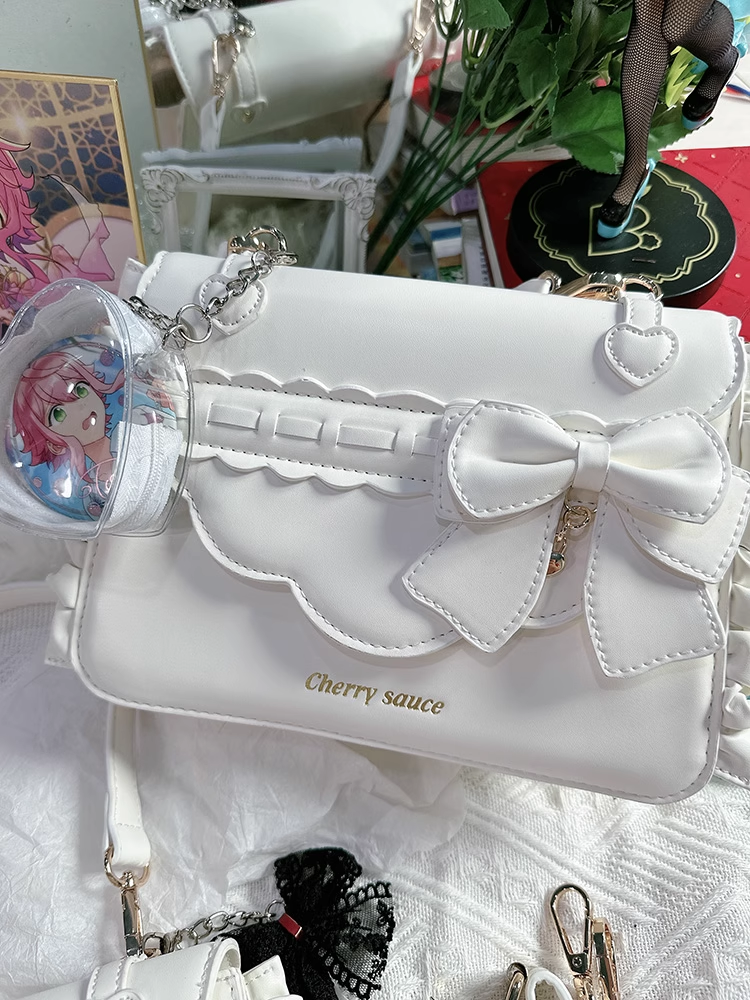 櫻桃醬痛包通勤原創經典優雅蝴蝶結Lolita女包小食量手提單肩包