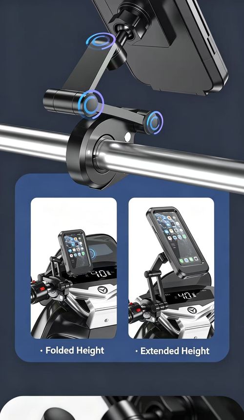 Waterproof Motorcycle Phone Holder, 3-Axis 360° Adjustable Shockproof Bracket for Electric Scooter Motorbike